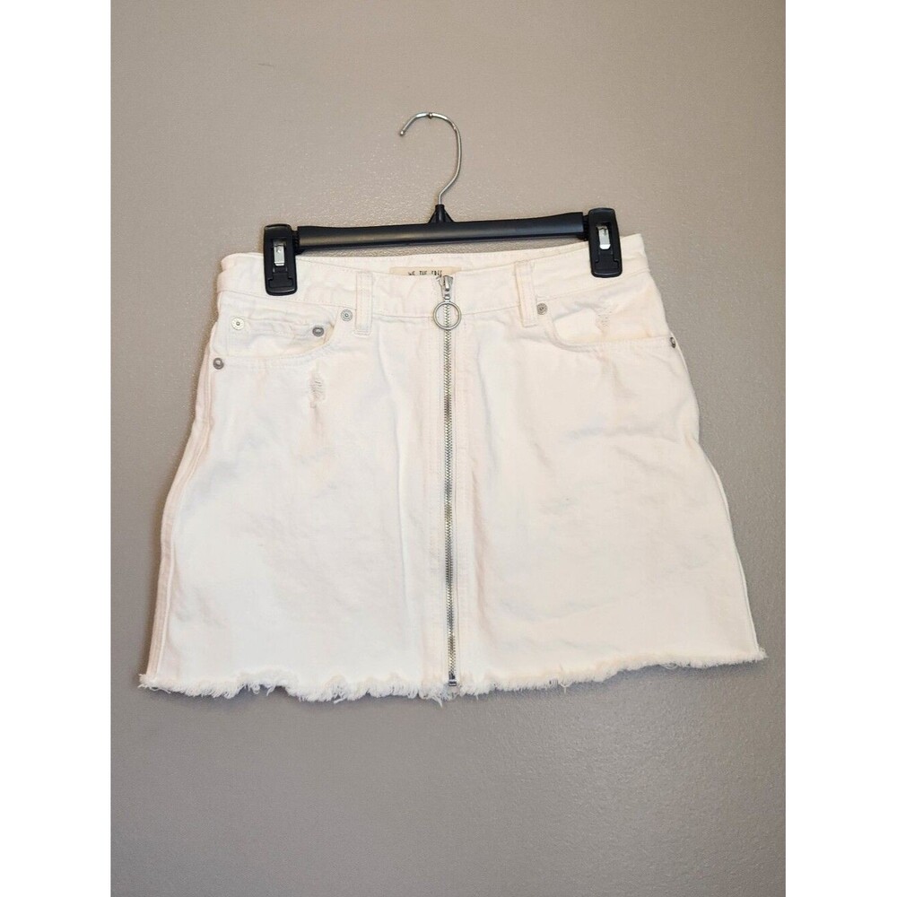 We The Free Denim "Zip It Up" Frayed Hem Mini Skirt Size 26